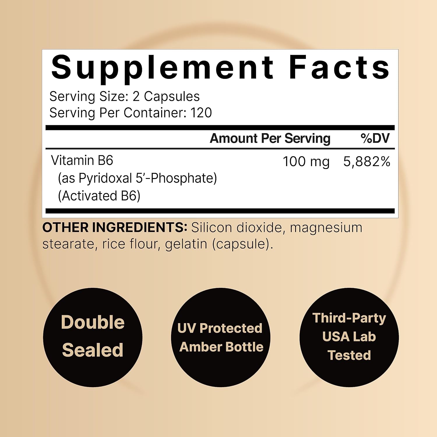 NatureBell P5P Vitamina B6 100mg por dosis, 240 Cápsulas - Piridoxal-5-Fosfato Activado