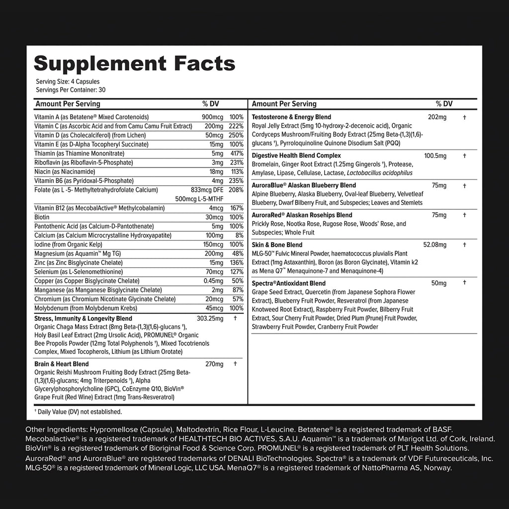 Primitive Scientific Multivitamínico Natural para Hombres - Energía y Bienestar (120 Cápsulas)