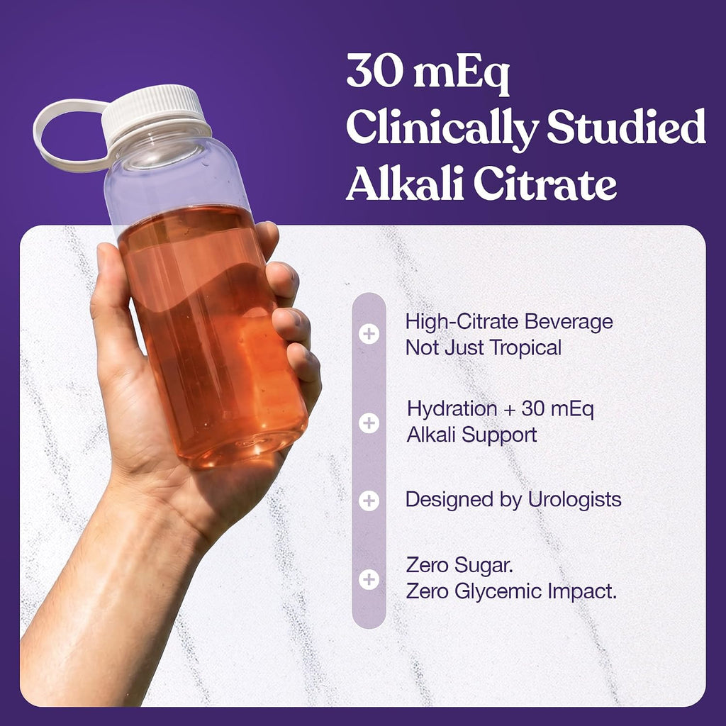 Stone Stopper Drink Mix, Tropical - Suplemento de Citrato Alcalino para la Salud Renal (30 Sobres)