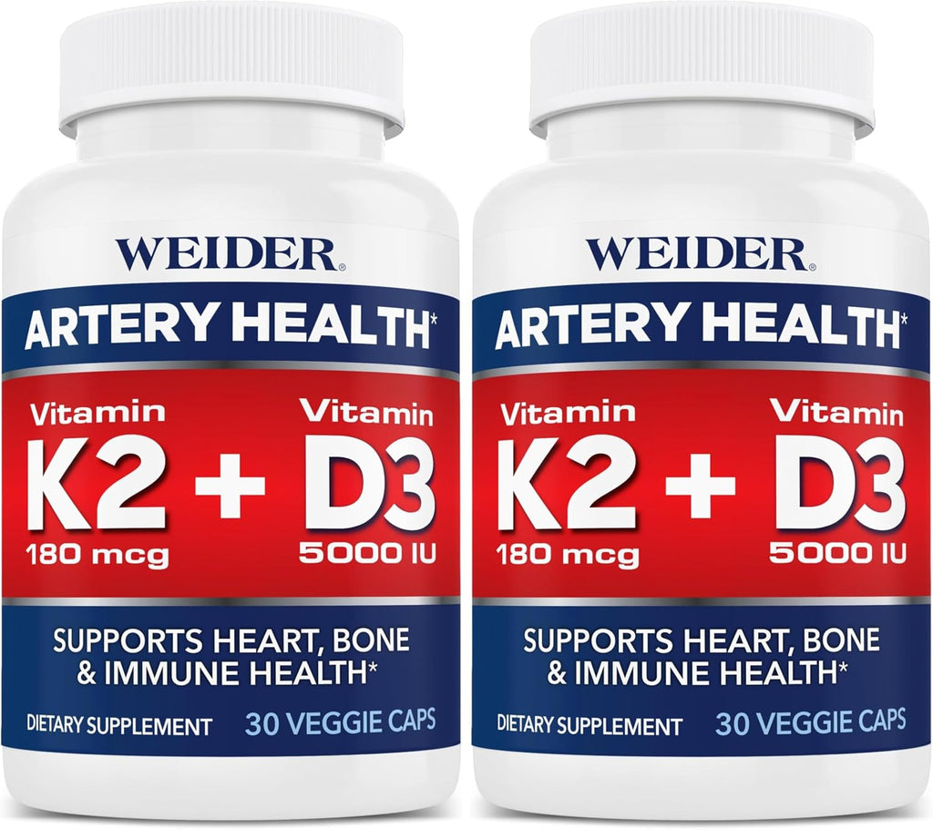 Weider Artery Health - Salud Arterial y Corazón - con Vitamina K2, D3 y Jengibre - 30 Cápsulas Veganas