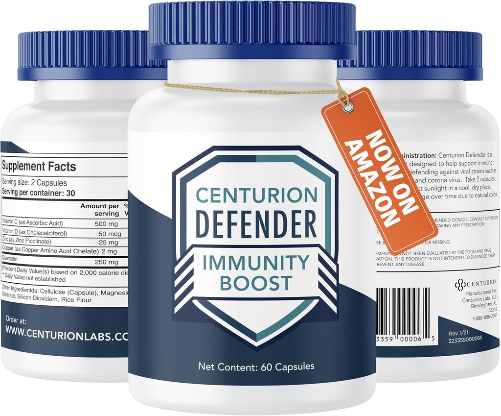 Defender Immunity Boost - 5-en-1 con Quercetina, Zinc, Vitamina D, Vitamina C y Cobre, 60 Cápsulas