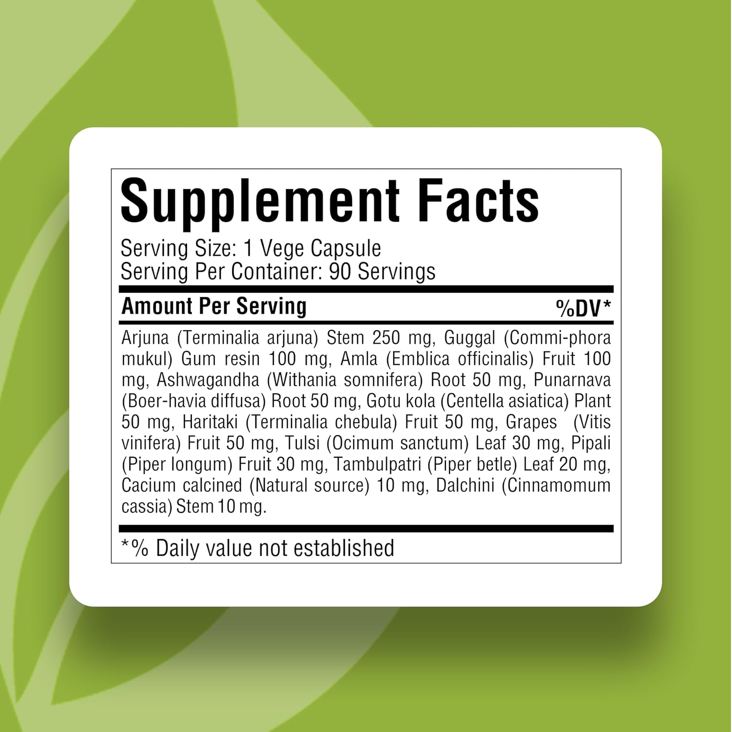 Herbsforever Heart Health - Cardiovascular Support, Heart Wellness | Anti Stress with Ashwagandha, Guggulipid, Terminalia Arjuna, Cinnamon, Garlic, Indian Gooseberry + 13 Herb Extracts | 90 Veg Capsules | 800 mg