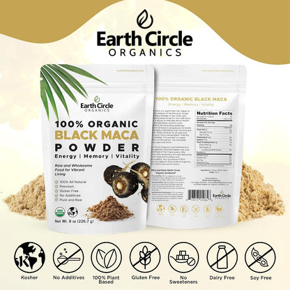 Earth Circle Organics Maca Negra Orgánica en – Potasio: contribuye al funcionamiento normal del sistema nervioso y – Image 7
