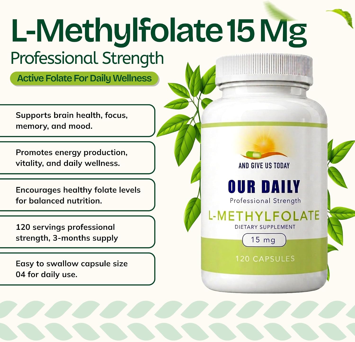 Our Daily Vites L-Metilfolato 15mg - 120 Cápsulas