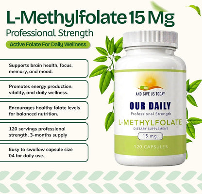 Our Daily Vites L-Metilfolato 15mg - 120 – El folato contribuye a la formación normal de las células sanguíneas. – Image 2