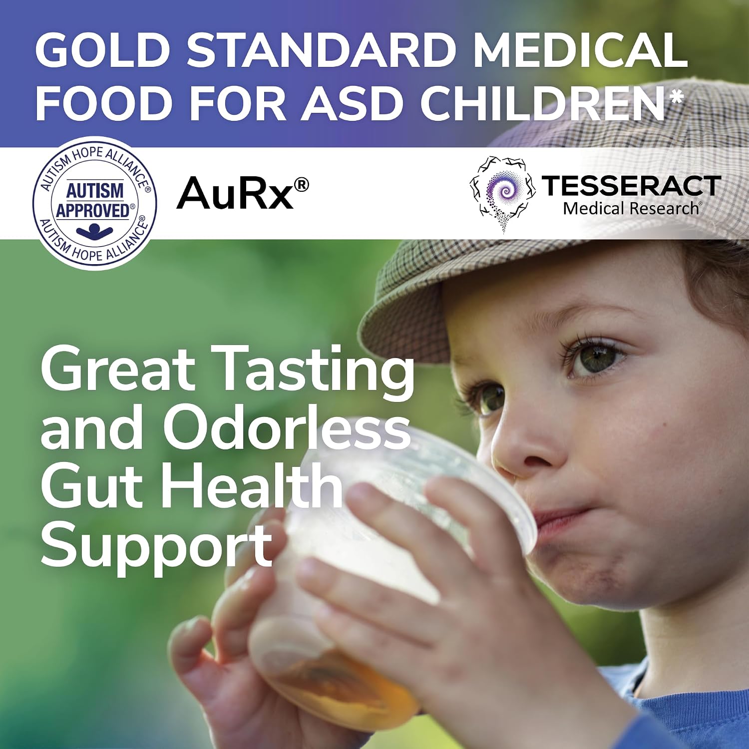 AuRx Alimento Médico en Polvo para Apoyar la Salud Intestinal - Ácido Butírico Estabilizado para Niños con TEA, Hipoalergénico, 57 g (2 oz)