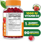 Lifeable Gomitas de Vitamina D3 para Niños | 1000 UI | Sabor Fresa | 90 Gomitas