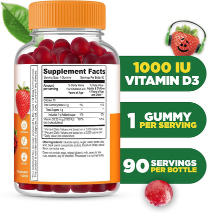 Lifeable Gomitas de Vitamina D3 para Niños | – Contribuye al mantenimiento de los huesos en condiciones normales. – Image 2
