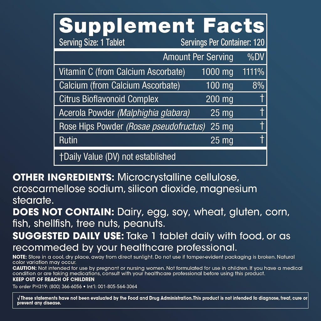 ProHealth Pro-C Complex™ Vitamina C 1000 mg con Bioflavonoides, Acerola, Escaramujo y Rutina (120 Comprimidos)