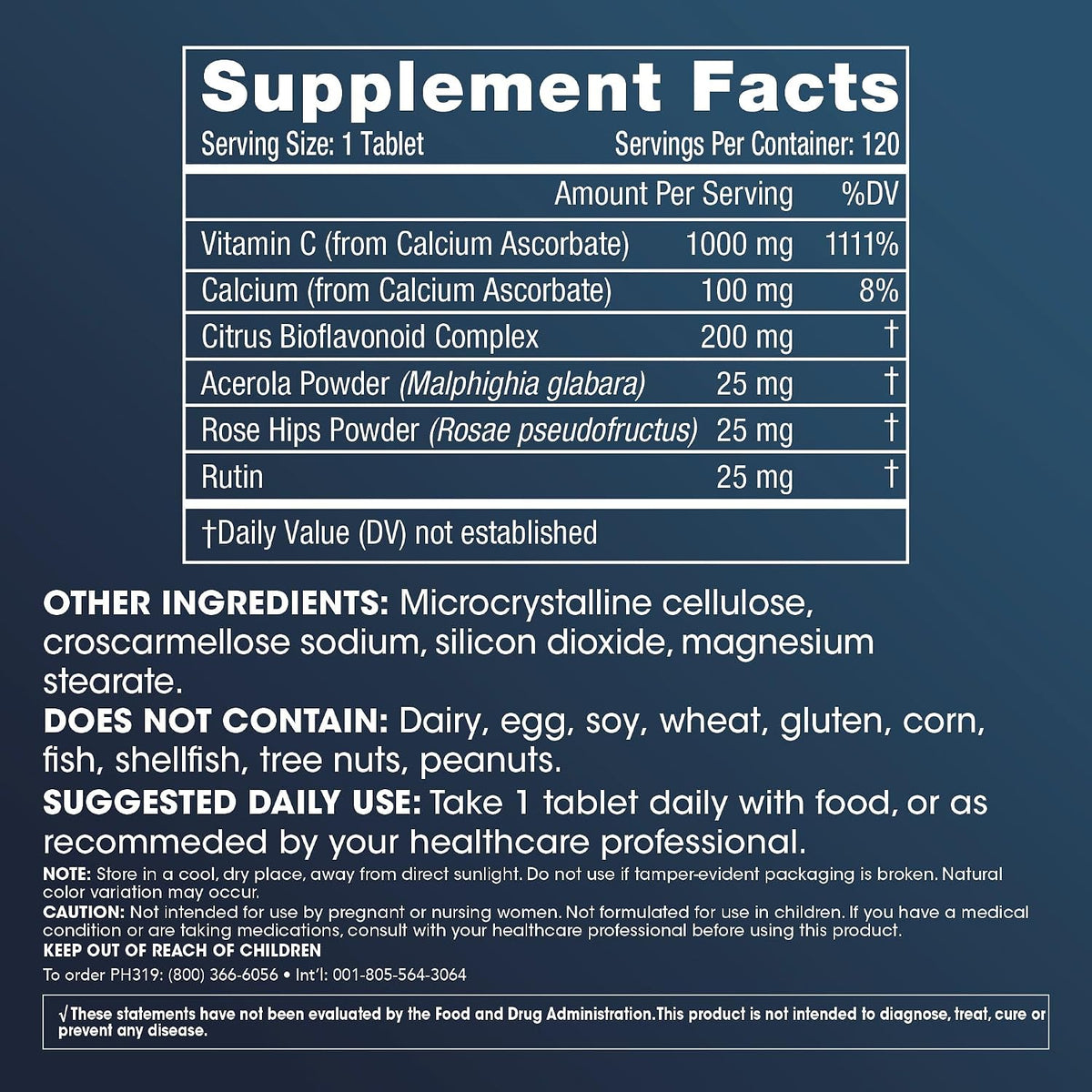 ProHealth Pro-C Complex™ Vitamina C 1000 mg con Bioflavonoides, Acerola, Escaramujo y Rutina (120 Tabletas) – Image 2