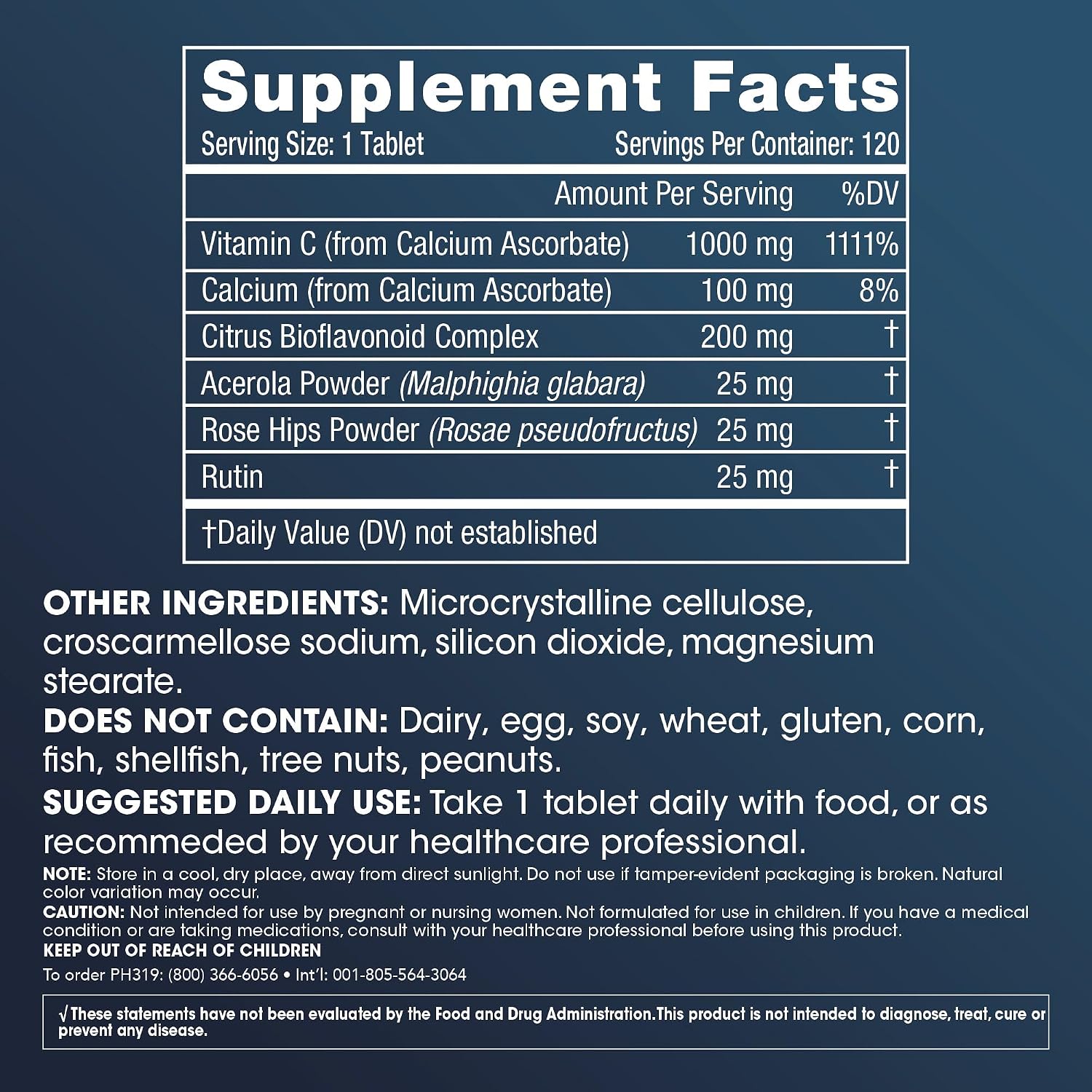 ProHealth Pro-C Complex™ Vitamina C 1000 mg con Bioflavonoides, Acerola, Escaramujo y Rutina (120 Comprimidos)