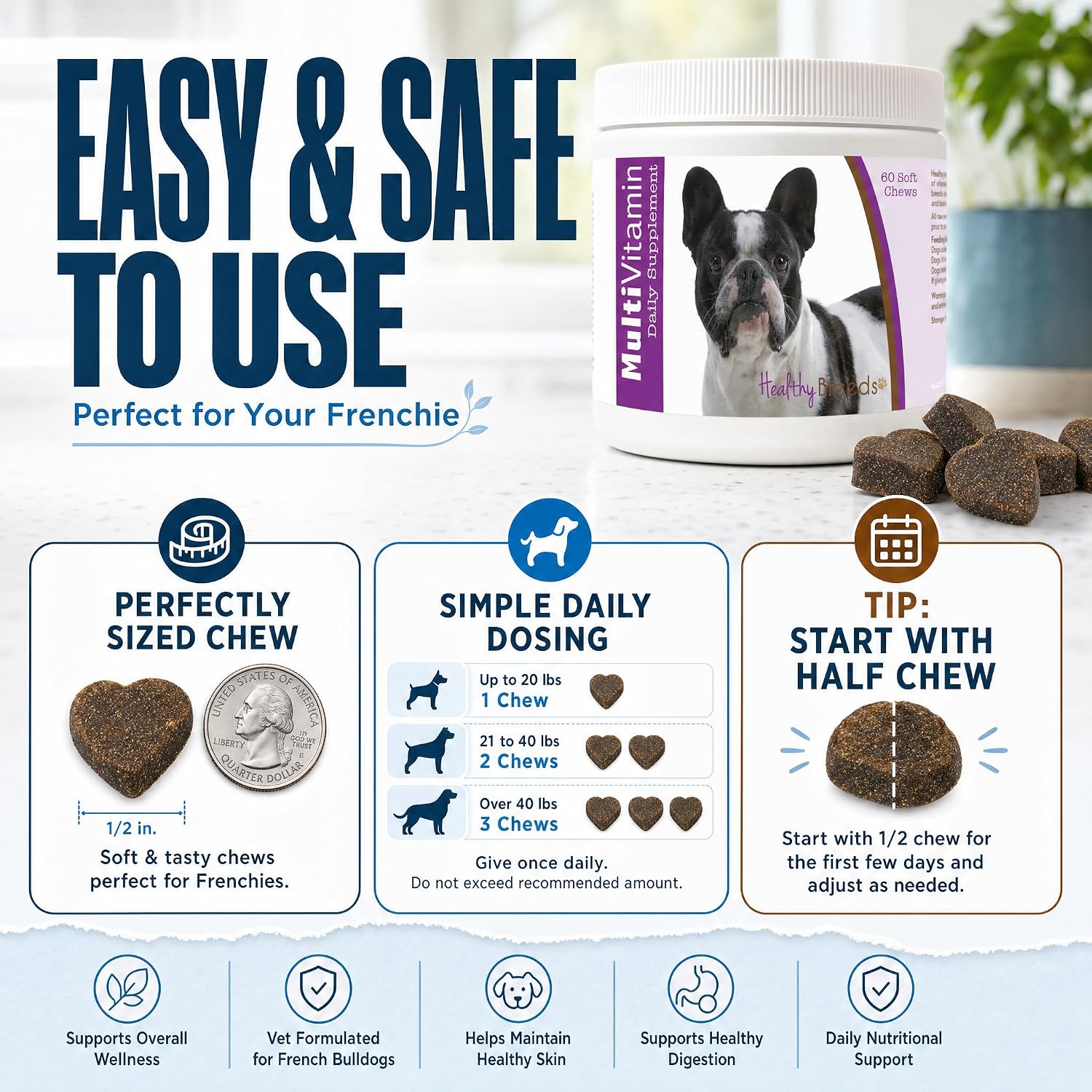 Healthy Breeds Multivitamínico para French Bulldog - 60 Chewables Blandos
