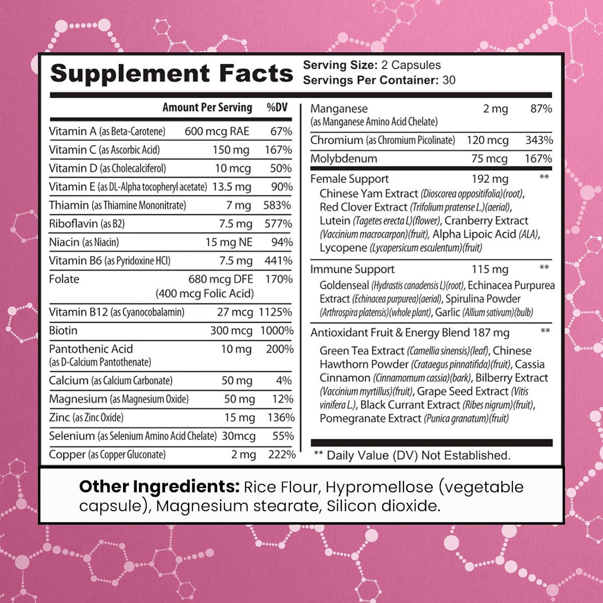 MAX FIT Multivitamínico para Mujeres 50+ – Complejo de Vitaminas A, B, C, D, E, Calcio y Hierro – Apoya Energía, Cabello, Piel y Uñas – 60 Cápsulas - görsel 2