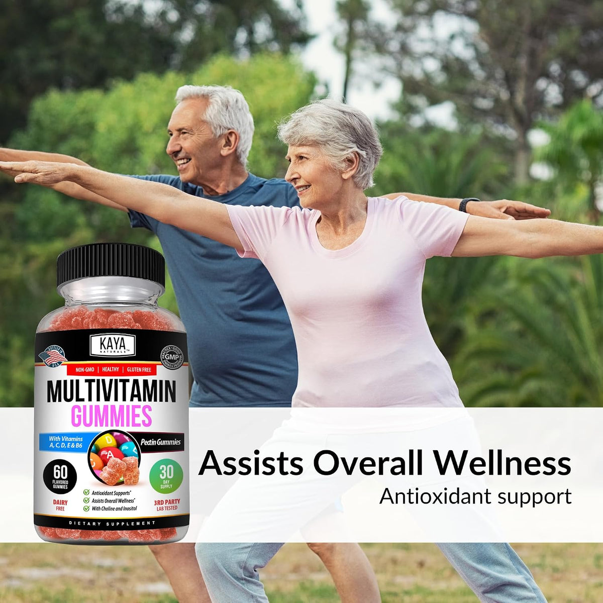 Kaya Naturals Adult Multi Vitamin Gummy - 60 – Vitamina E : protege a las células frente al daño oxidativo. – Image 3