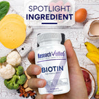 Research Verified Biotin 10000mcg – Pure Extra Strength – 360 Comprimidos Veganos