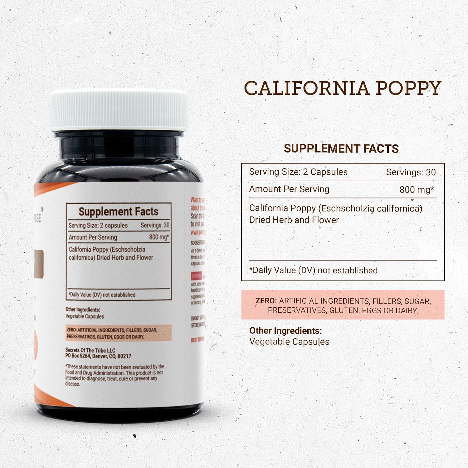 Secrets of the Tribe Amapola de California 800 mg - 60 Cápsulas