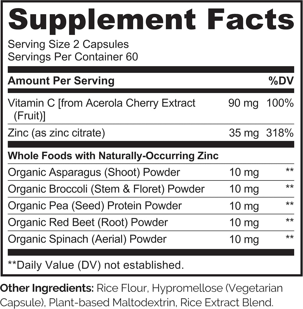 NATURELO Complexo de Zinc y Vitamina C Vegano - 120 Cápsulas (Pack de 2)