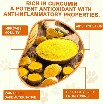 Cúrcuma para Perros, 180 Comprimidos de – BioPerine (extracto de fruto de Piper nigrum): 10 mg. Mejora la – Image 2