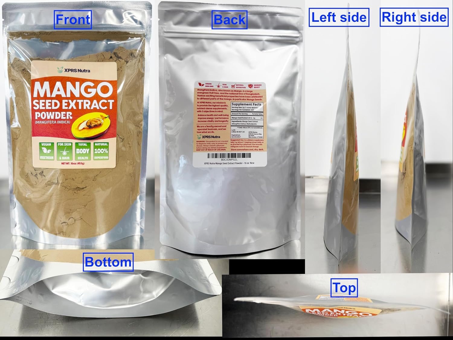 XPRS Nutra Extracto en Polvo de Semilla de Mango - Premium Mango Seeds (Mangifera Indica) - 454 g