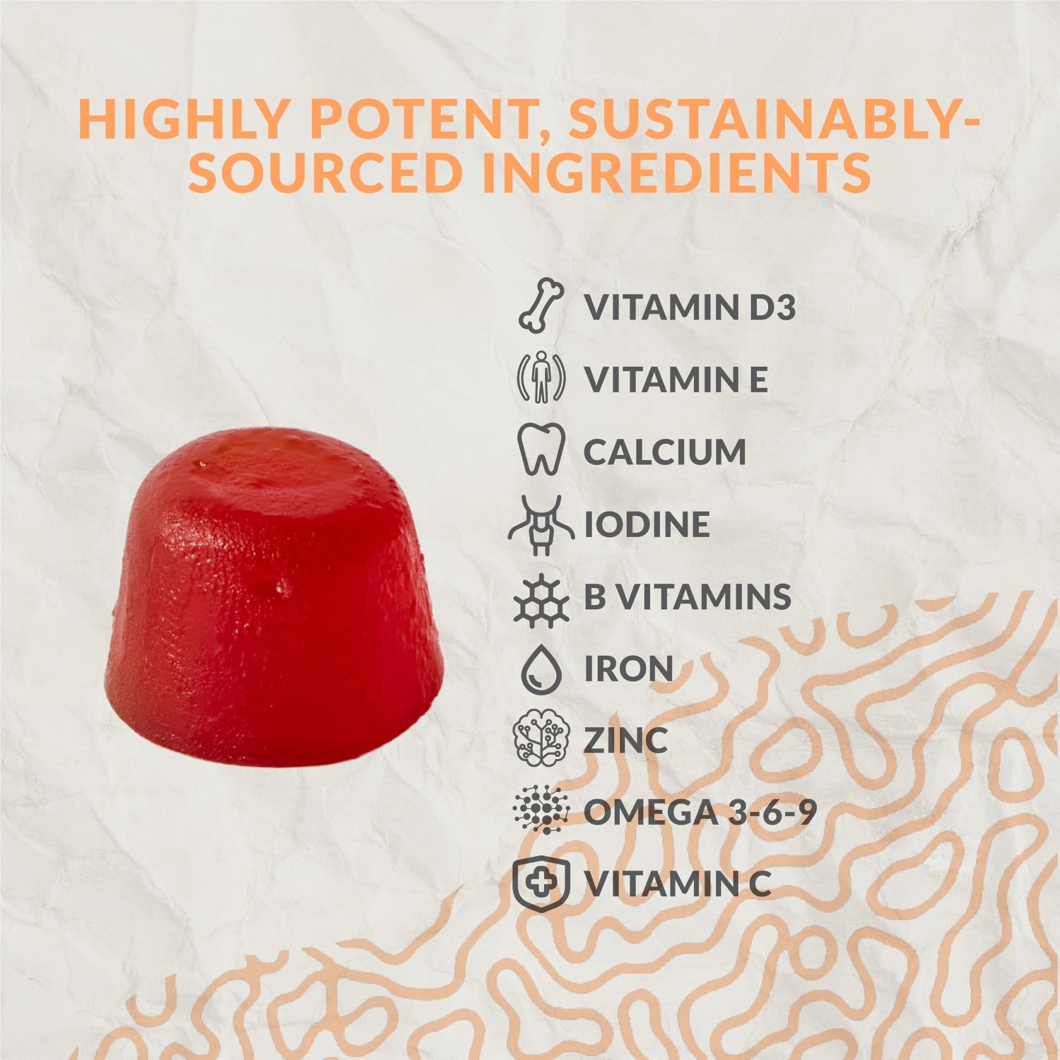 Gominolas Multivitamínicas Completas para Niños - con Omega 3,6,9, Vitamina B12, Ácido Fólico, Yodo, Vitamina C, Zinc - Multivitamínico Diario Vegano Premium para Niños 2+ (60 Gominolas)