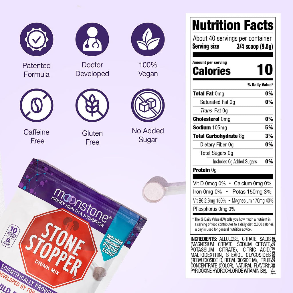 Moonstone Stone Stopper Drink Mix, Bayas Silvestres (30 Dosis)