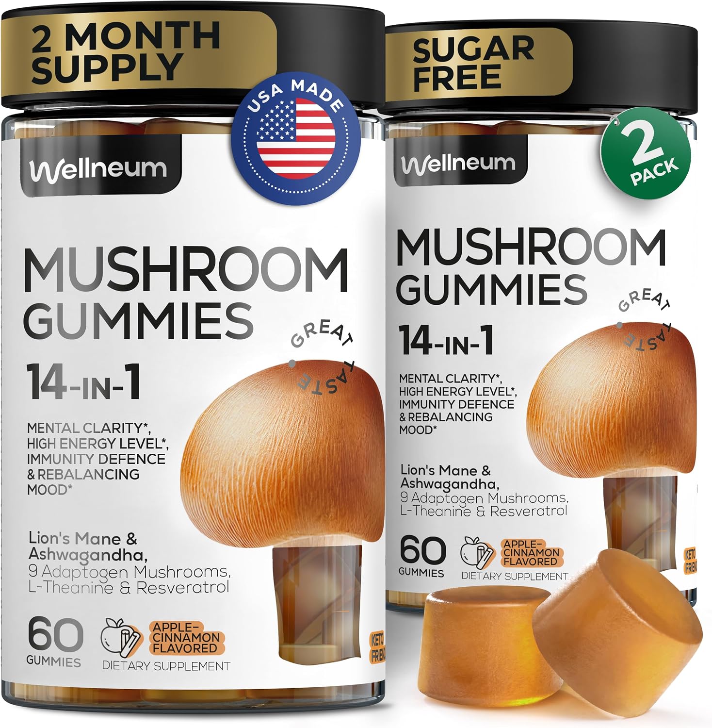 Wellneum Gominolas Multimineral de Sea Moss 3000 mg con Probiótico y Aceite de Semilla Negra (2 Paquetes)