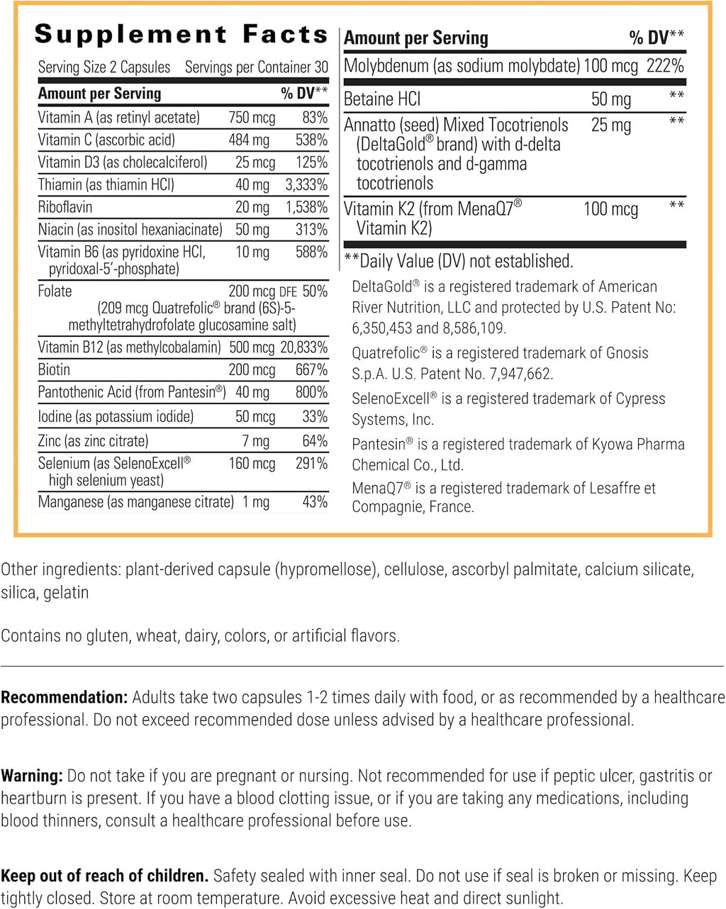 Integrative Therapeutics ProThrivers Wellness Multivitamínico – 60 Cápsulas