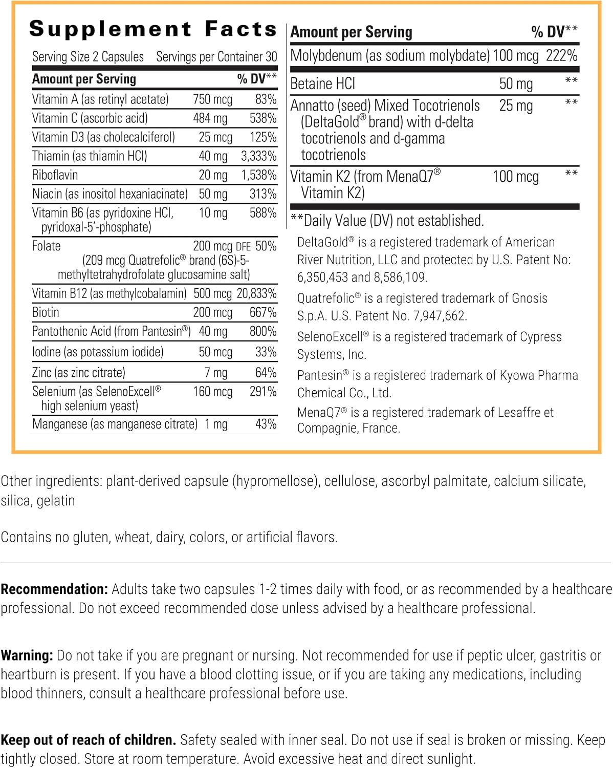 Integrative Therapeutics ProThrivers Wellness Multivitamínico – 60 Cápsulas