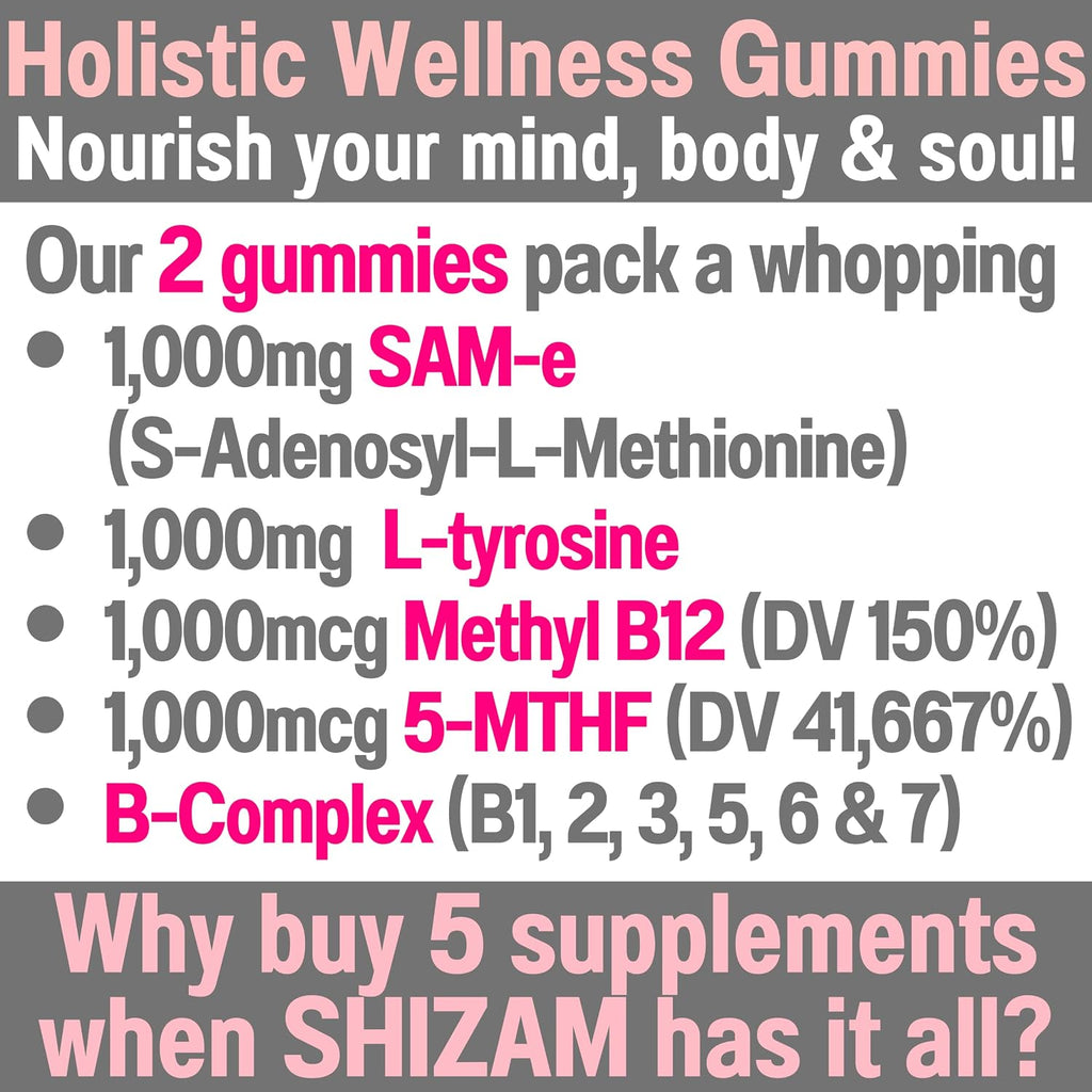 SHIZAM SAM-e & L-Tyrosine Gummies con Complejo B Metilado