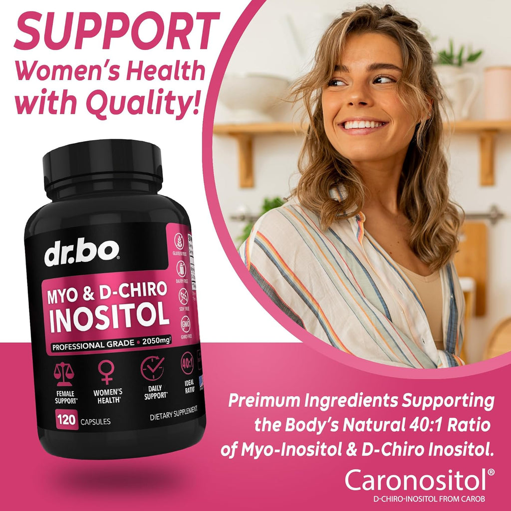 Myo-Inositol y D-Chiro Inositol 40:1 - Suplemento para Mujeres - 2050mg por dosis - 120 Cápsulas