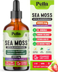 Pella Nutrition Sea Moss Drops con Bladderwrack – Gotas de Musgo Marino Irlandés de Absorción Rápida (Sabor Fresa y Lima, 60 ml)