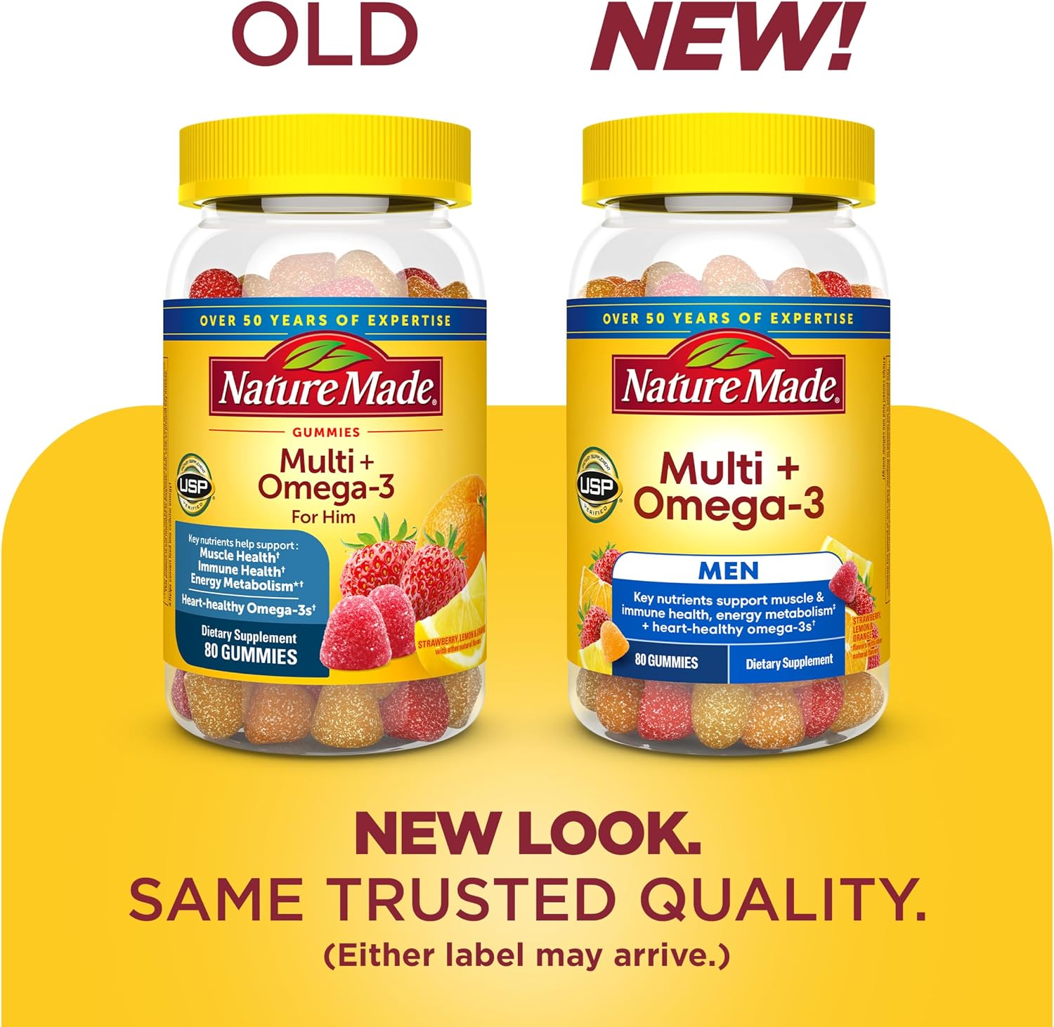 Nature Made Multivitamínico para Hombres con Omega-3, Gominolas, 80 unidades