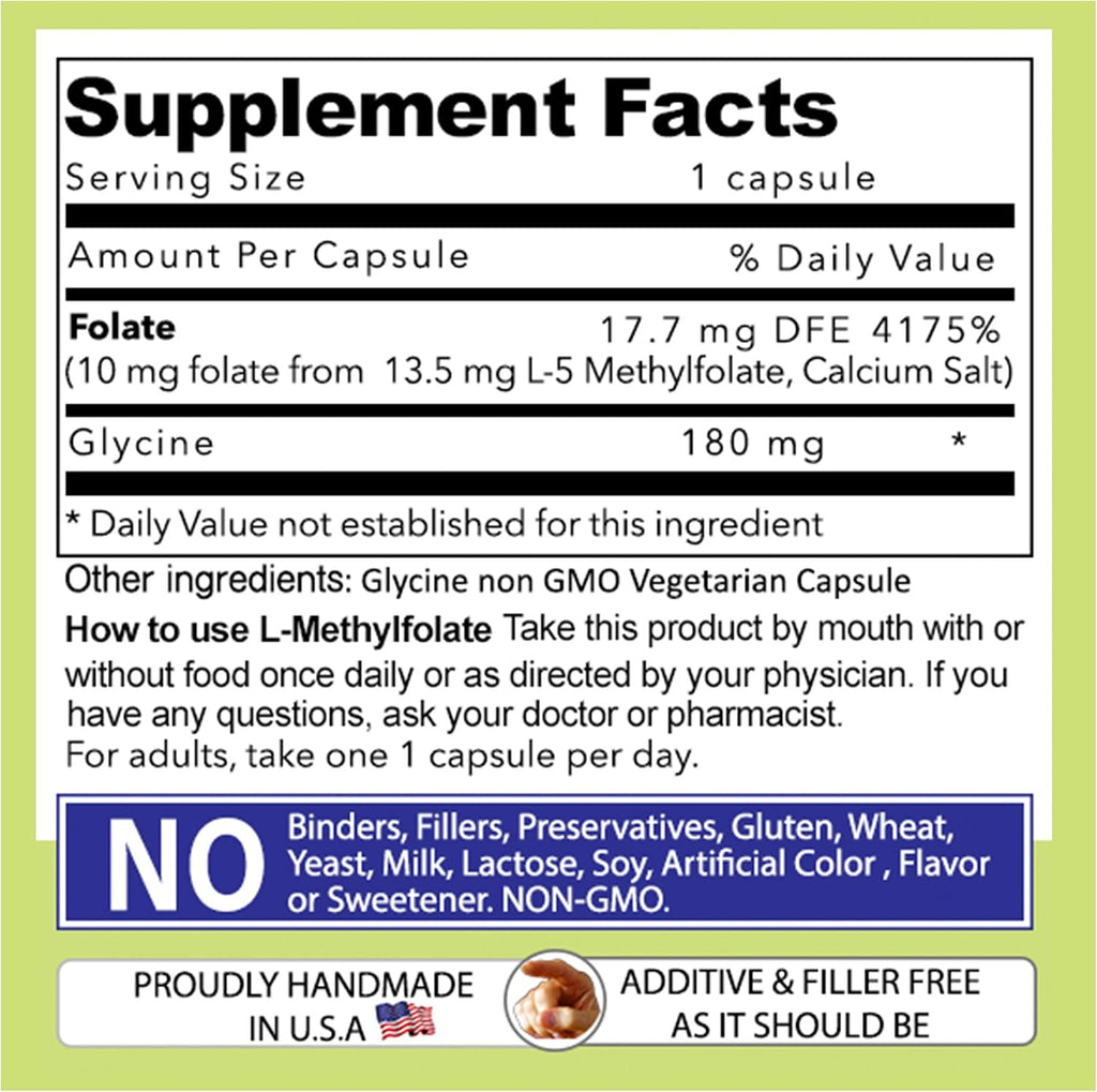 Our Daily Vites L-Metilfolato 10 mg - Folato Activo 5-MTHF, 90 Cápsulas