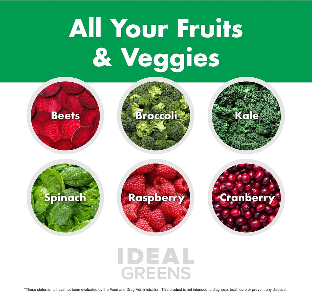 NutraOne Ideal Greens: Suplemento de Superalimentos Verdes en Polvo (30 raciones, sabor bayas)