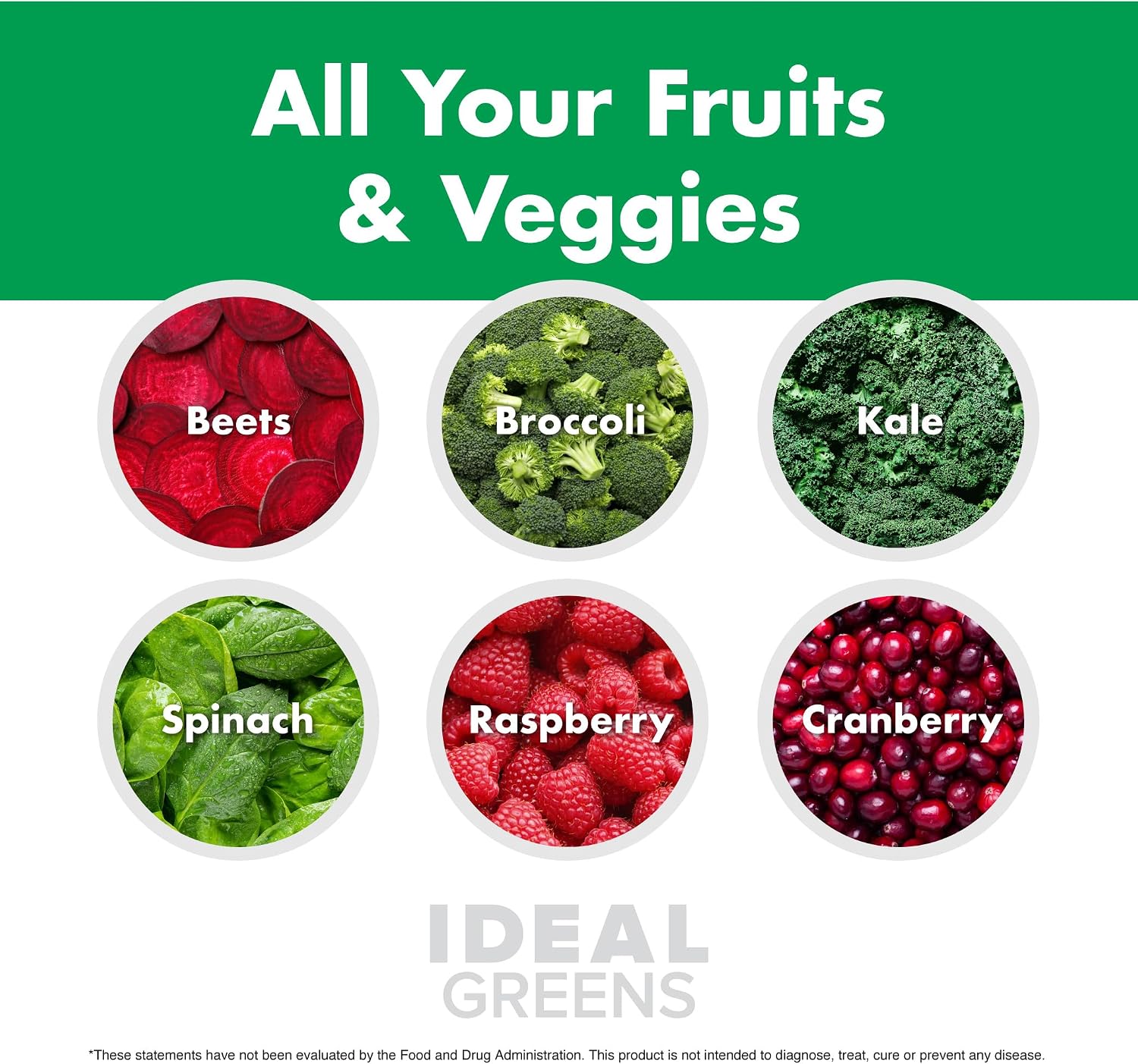 NutraOne Ideal Greens: Suplemento de Superalimentos Verdes en Polvo (30 raciones, sabor bayas)