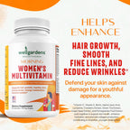 Wellgardens Multivitamínico Diario para Mujeres con Biotina, Arándano Rojo y Trébol Rojo - Apoyo para Cabello, Piel, Energía e Inmunidad - Vitaminas A, C, D, E, B12, Zinc - Sin Hierro, No Transgénico, 60 Cápsulas