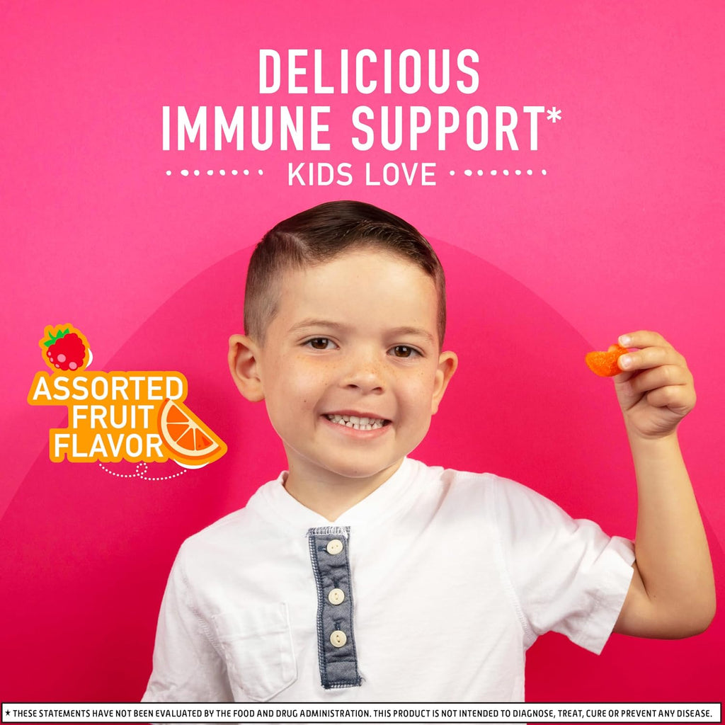 Airborne Kids Gomitas de Vitamina C 500 mg con Zinc y Antioxidantes - 63 gomas, Sabor a Frutas Variadas