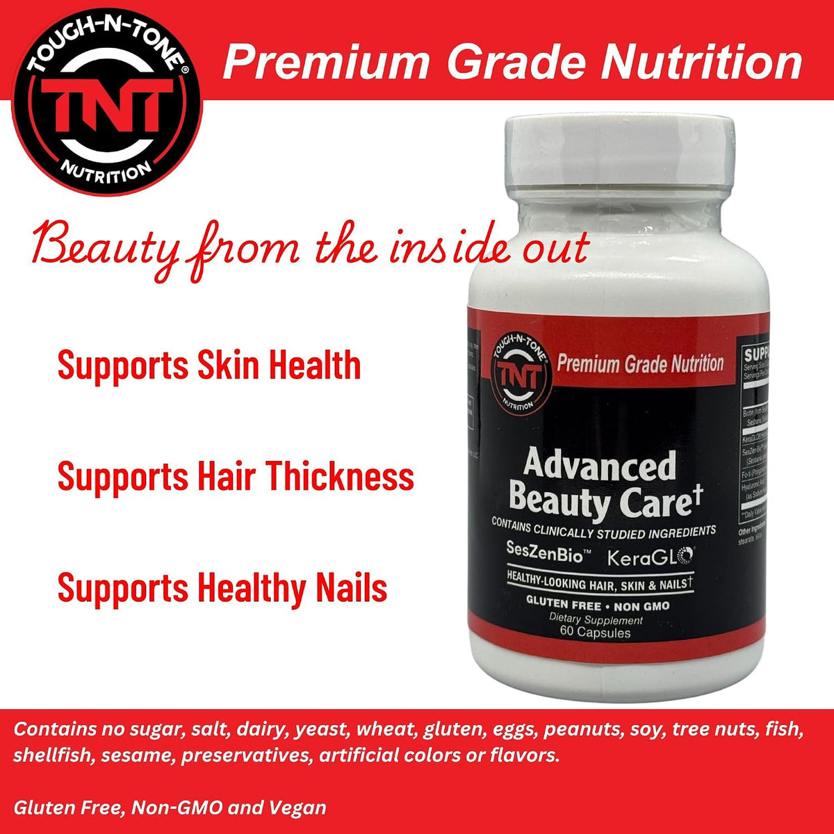 TOUGH-N-TONE Advanced Beauty Care - Biotina – Fórmula limpia y vegana: Libre de gluten, OGM, lactosa y soja, apta – Image 4