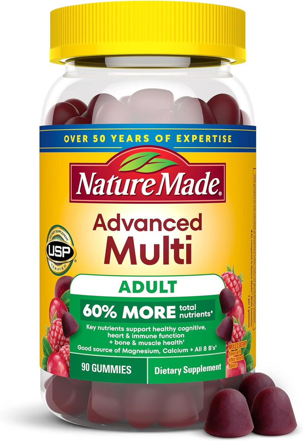 Nature Made Advanced Multivitamin Gummies para Adultos, 90 Gominolas