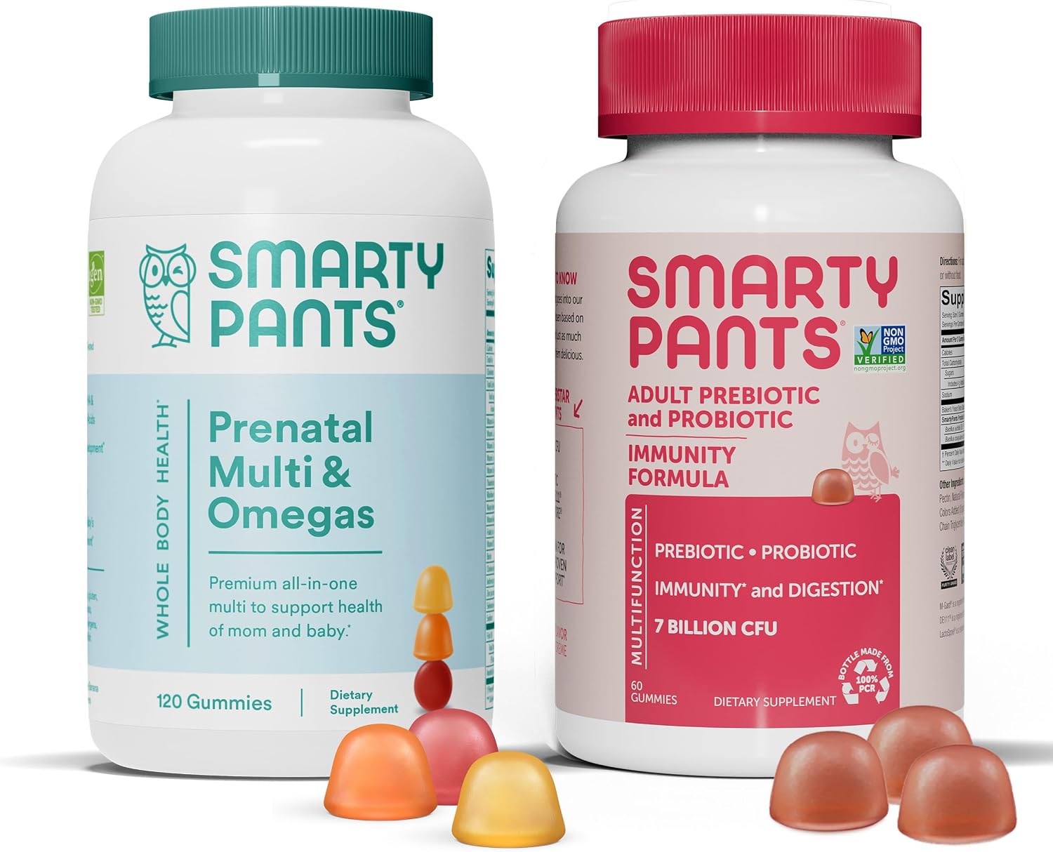 SmartyPants Vitaminas Prenatales Orgánicas, Gominolas Multivitamínicas: Biotina, Metilfolato, Omega 3 (ALA), Vitamina D3, C, B12, B6, A, K2 y Zinc, Colina, Vegetariano, 180 unidades (45 días)