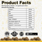 Pawlife Aceite de Pescado para Perros - 60 masticables con Omega 3, Sabor Salmón