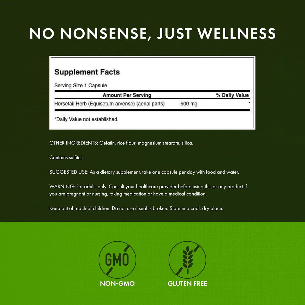 Swanson Horsetail – 90 cápsulas (500 mg) – Paquete de 4