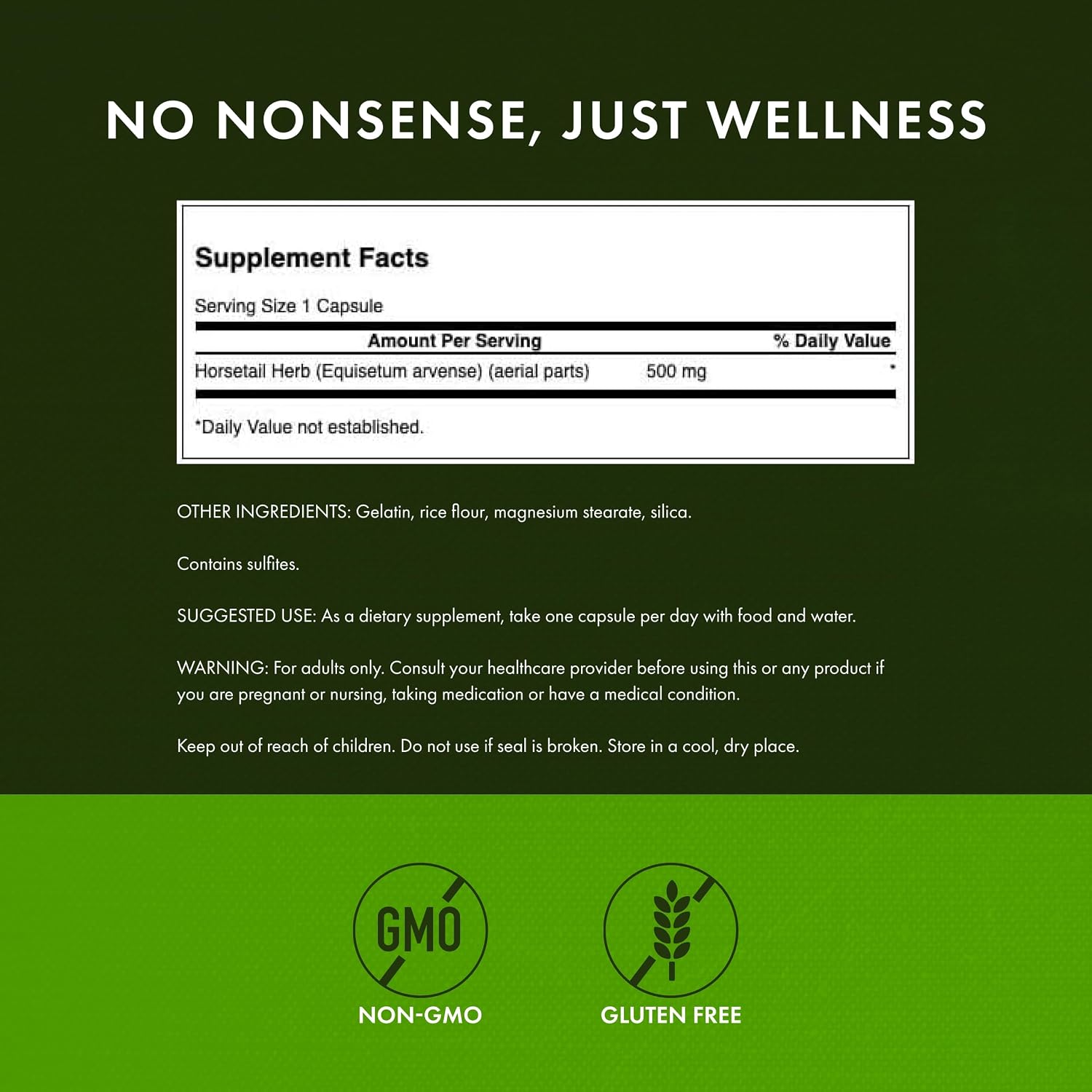 Swanson Horsetail – 90 cápsulas (500 mg) – Paquete de 4
