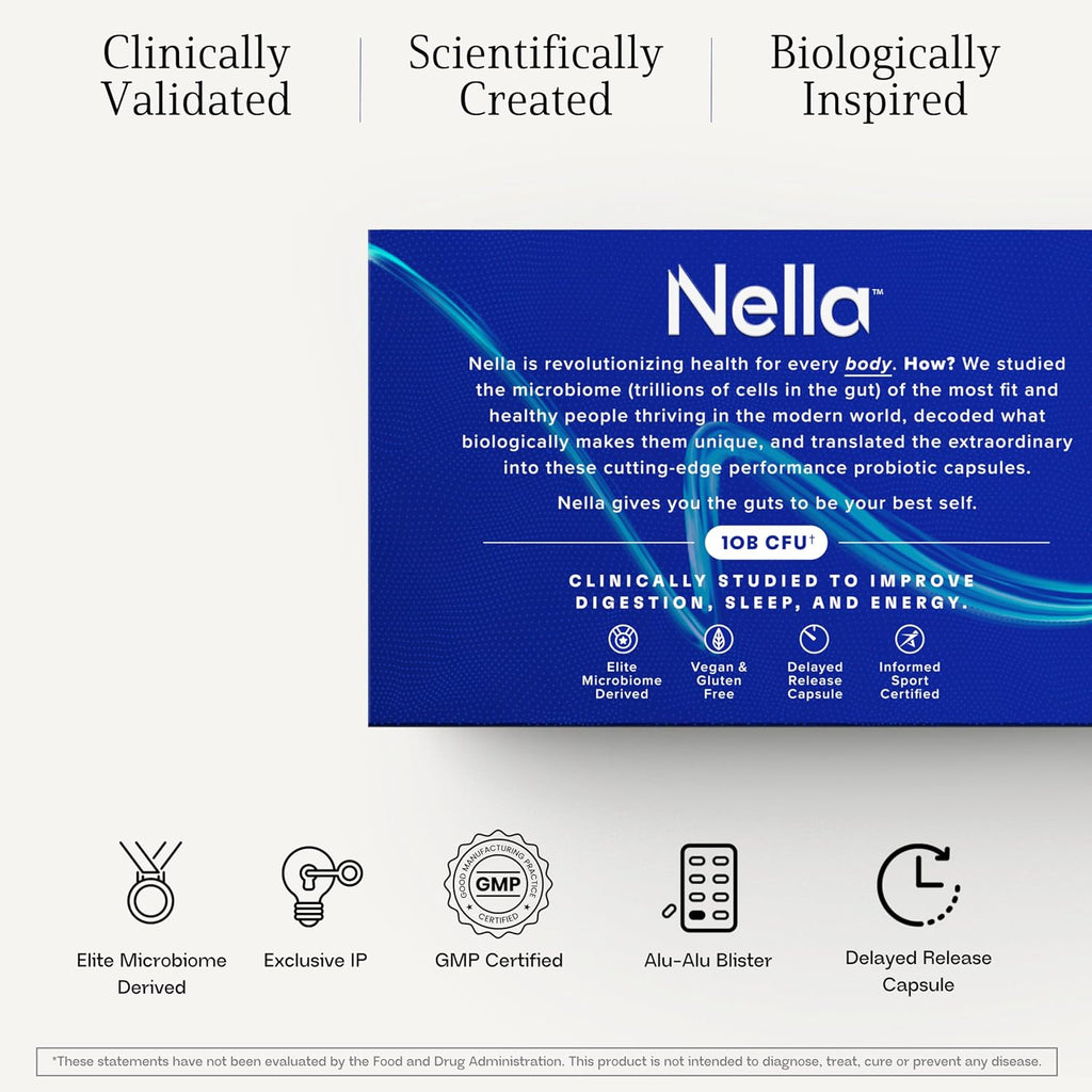 Nella Probióticos para la Salud Digestiva y Energía - 30 Cápsulas