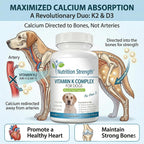 Complemento de vitamina K para perros - K1 y K2 (MK4 + MK7) + Vitamina D3 para la salud ósea, apoyo cardíaco y absorción de calcio - Fórmula avanzada para articulaciones fuertes, músculos y sistema inmunitario - 120 comprimidos
