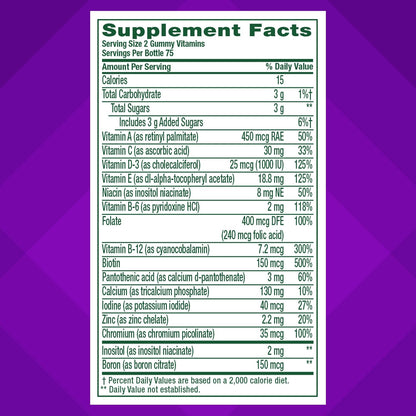 Vitafusion Women's Multivitamin Gummy - 150 – Ingredientes limpios: Sin jarabe de maíz de alta fructosa, – Image 4
