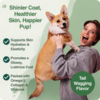 BAZI Masticables para Perros – Piel y Pelaje: Colágeno, Omega-3, EPA, DHA, Vitamina A y D3