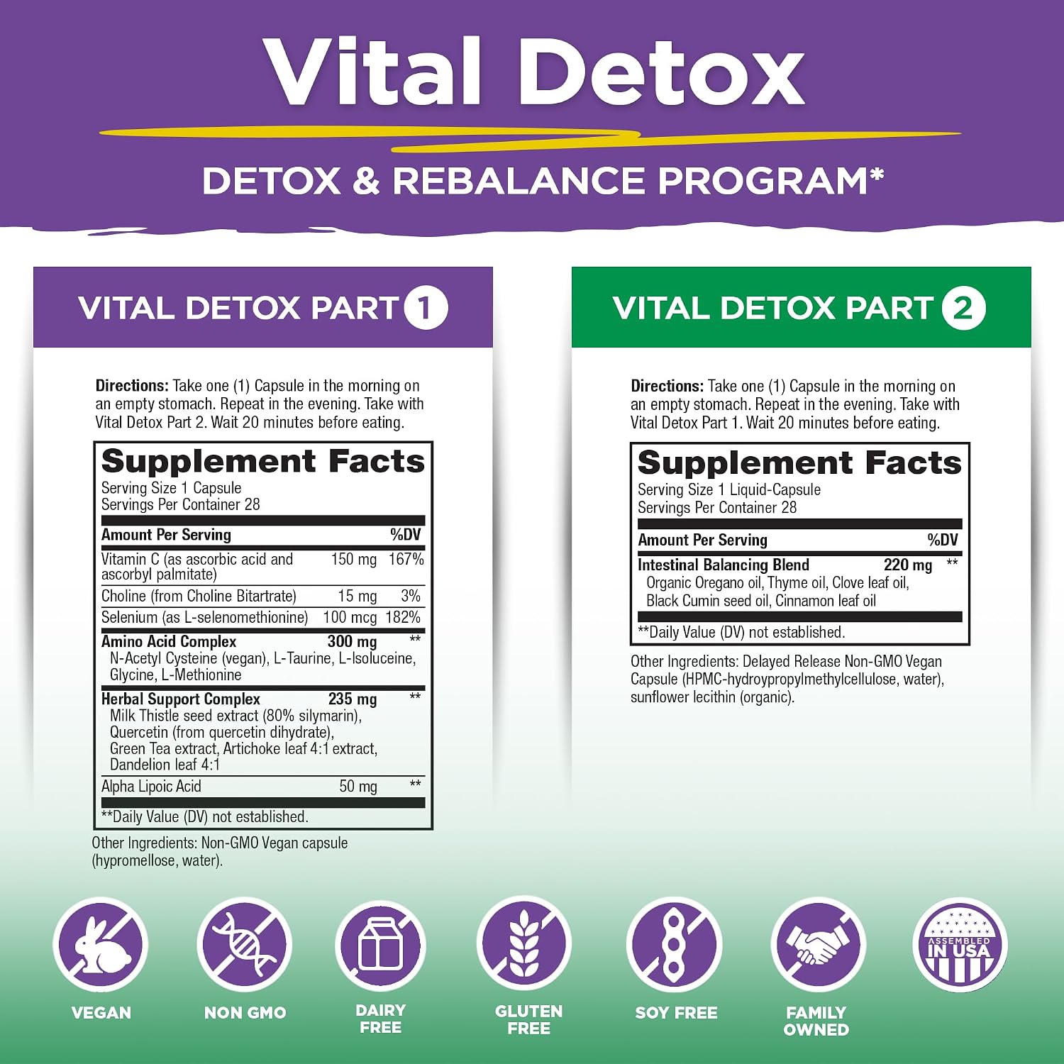 Vital Planet Vital Detox - Kit de 14 Días con Cardo Mariano y Quercetina - 56 Cápsulas