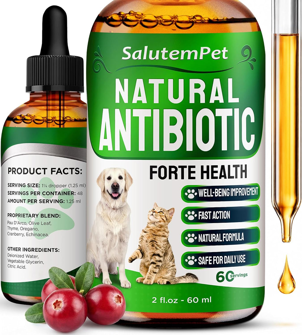 Complemento Herbal Natural de Aceite de Orégano para Perros y Gatos - Apoyo para Alergias, Infecciones Urinarias y Sistema Inmunológico | 2 oz