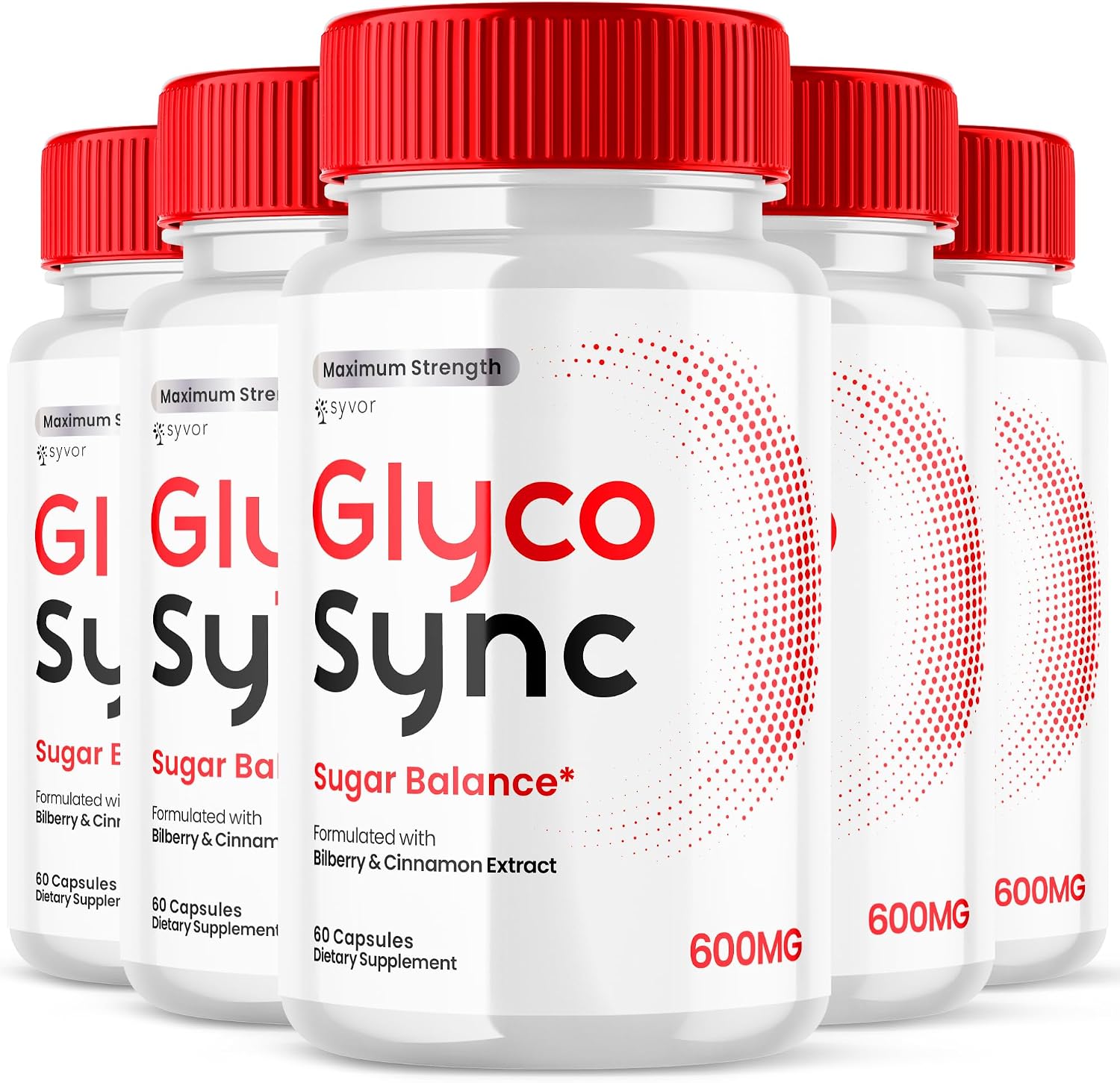 (5 Paquetes) Glyco Sync Cápsulas - Suplemento Avanzado de Apoyo al Azúcar, Fórmula Natural con Extracto de Canela, 300 Cápsulas